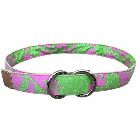 Lilly Pulitzer Hibiscus Pink Men’s O- Ring Belt Size Small - Picture 1 of 6